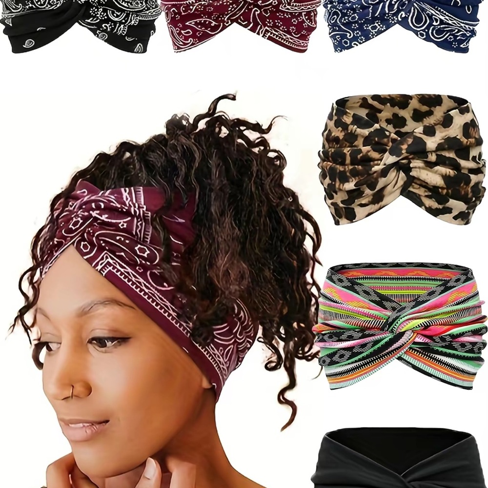 Twist Front Bandana Turban Headwrap - Burgundy Paisley